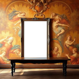 A stunning Renaissance-style wall, rich in color and texture, creates a warm and inviting backdrop
