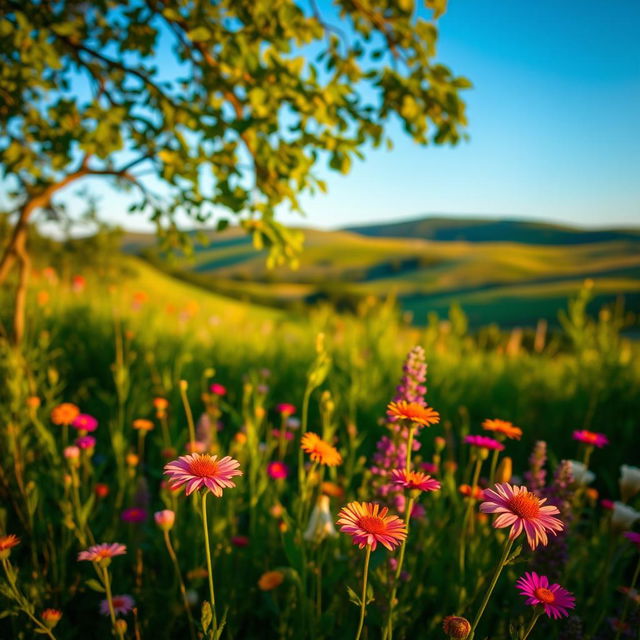 A tranquil natural scene featuring a beautifully serene landscape