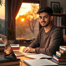 A portrait of a young male programmer named Masoud, depicted as a software engineering student