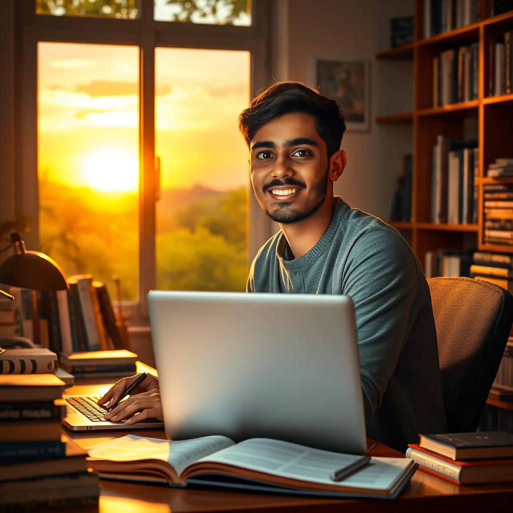 A portrait of a young male programmer named Masoud, depicted as a software engineering student