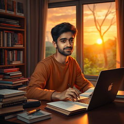 A portrait of a young male programmer named Masoud, depicted as a software engineering student