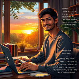 A portrait of a young male programmer named Masoud, depicted as a software engineering student