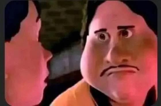 A digital art scene featuring a friendly animated character with a round face and chubby cheeks, expressing a wide smile