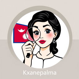 A professional logo design featuring a woman with a wondering expression, holding a magnifying glass