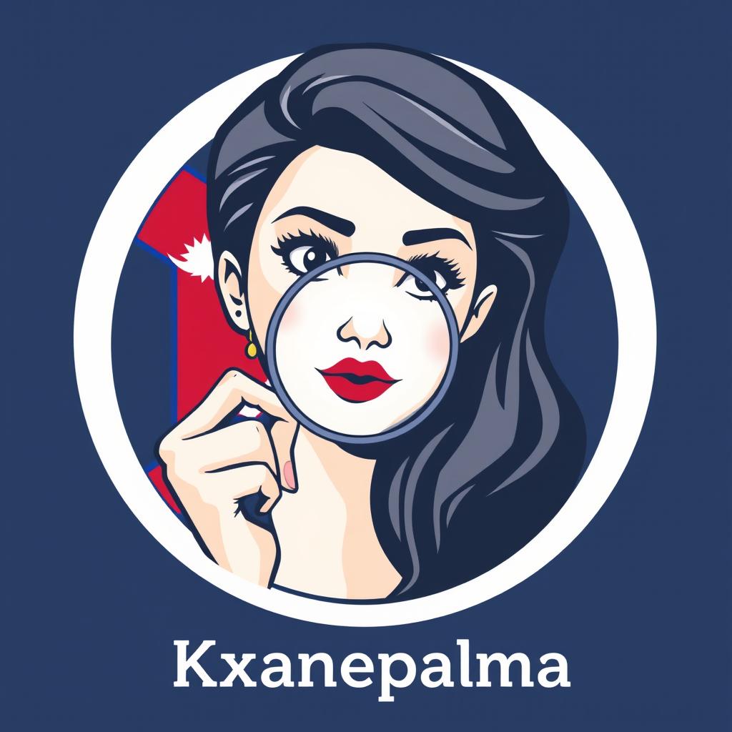 A professional logo design featuring a woman with a wondering expression, holding a magnifying glass