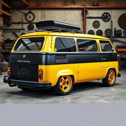 A vintage Volkswagen T1 designed for Le Mans, featuring 13" OZ Racing Super Turismo wheels in a striking golden color