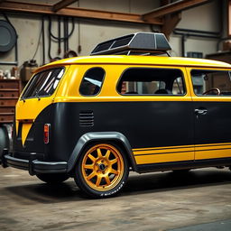 A vintage Volkswagen T1 designed for Le Mans, featuring 13" OZ Racing Super Turismo wheels in a striking golden color