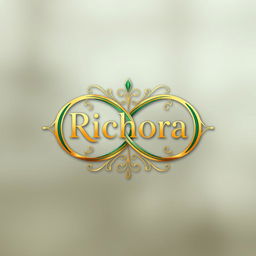 An intricate and elegant symbol designed to represent infinite success, incorporating the full word 'Richora' seamlessly into the design