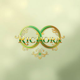 An intricate and elegant symbol designed to represent infinite success, incorporating the full word 'Richora' seamlessly into the design