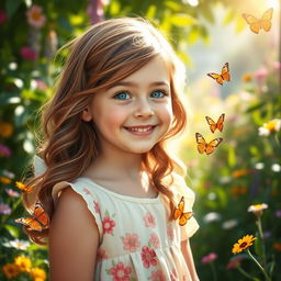 A captivating portrait of a girl named Ella, showcasing her bright smile and sparkling blue eyes