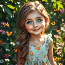 A captivating portrait of a girl named Ella, showcasing her bright smile and sparkling blue eyes