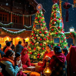A festive Christmas celebration in a Nepali style setting