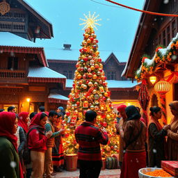 A festive Christmas celebration in a Nepali style setting