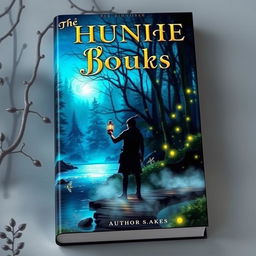 A captivating book cover design featuring a mystical forest scene at twilight, with glowing fireflies dancing among the trees