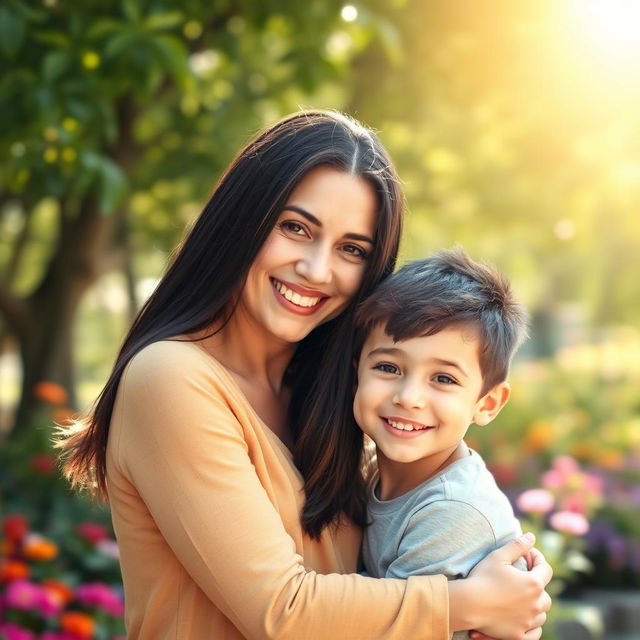 A warm and heartwarming portrait featuring a loving mother and her child