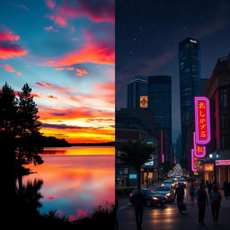 Two hyper-realistic photos showcasing contrasting scenes