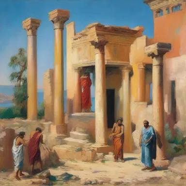 The artist used vibrant colors and bold brushstrokes to depict a punic scene from ancient Carthage.