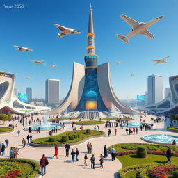 A futuristic vision of Azadi Square (Meydan Azadi) in Tehran, year 2050