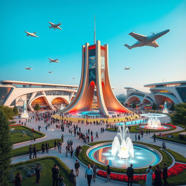 A futuristic vision of Azadi Square (Meydan Azadi) in Tehran, year 2050