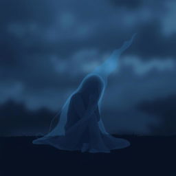 A solitary figure sitting on the ground, representing the deep sorrow of someone who has just gone through a breakup