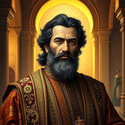A portrait of a distinguished and noble Persian prince, Amir Mohammad Malekshahi, depicted in regal attire