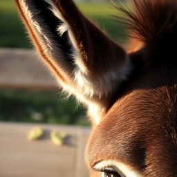 A close-up of a donkey's ear, showcasing its unique texture and details