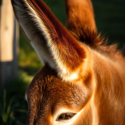 A close-up of a donkey's ear, showcasing its unique texture and details