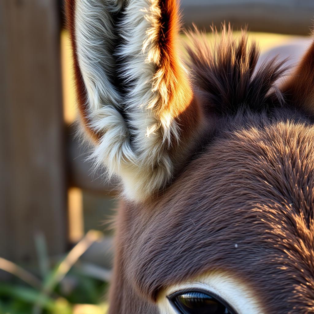 A close-up of a donkey's ear, showcasing its unique texture and details