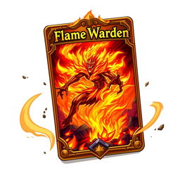 A vibrant trading card design featuring a powerful fire elemental