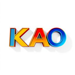 A modern 3D logo featuring the letters 'KAO'