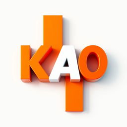 A striking 3D logo featuring the letters 'KAO'