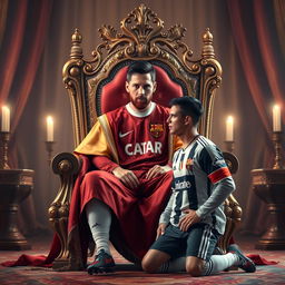 An elegant depiction of two famous soccer players