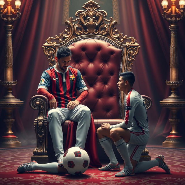 An elegant depiction of two famous soccer players