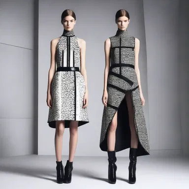 The fashion designer used qed-inspired patterns and motifs in their latest collection to create a futuristic and sophisticated look.