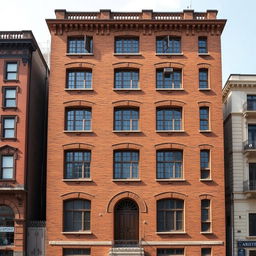 A six-story building with a width of 12 meters made of brick, designed in the Qajar architectural style
