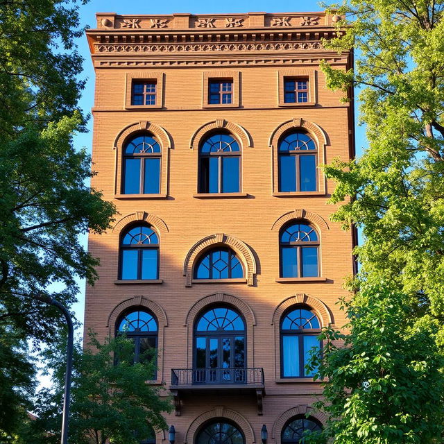 A six-story building with a width of 12 meters, constructed from brick in the architectural style of the Qajar dynasty