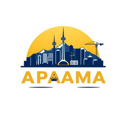A modern logo design for a construction holding company named 'APAMA'