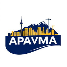 A modern logo design for a construction holding company named 'APAMA'