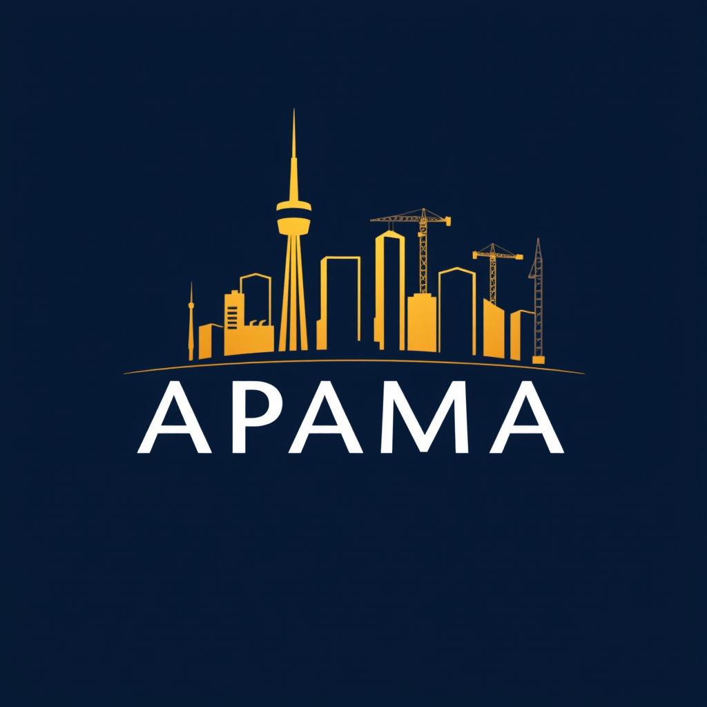 A modern and professional logo design for 'APAMA', a construction holding company