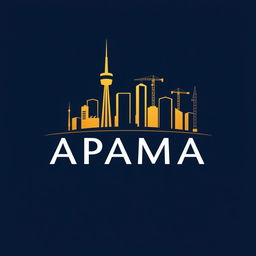 A modern and professional logo design for 'APAMA', a construction holding company