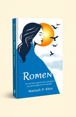 A minimalistic book cover design featuring an abstract woman as the central element, representing romance and personal growth