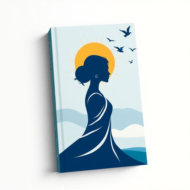 A minimalistic book cover design featuring an abstract woman as the central figure, embodying elegance and personal growth