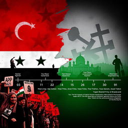 A visually striking phone wallpaper that combines elements symbolizing the Syrian revolution, featuring the iconic revolutionary flag prominently displayed