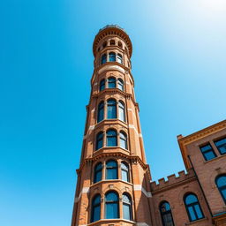 A stunning view of a 10-story residential tower with a width of 20 meters, designed in the Iranian Qajar architectural style