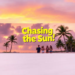 A vibrant and eye-catching video thumbnail for Facebook, featuring an engaging scene of a serene beach at sunset