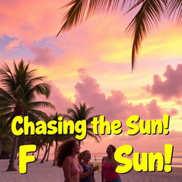 A vibrant and eye-catching video thumbnail for Facebook, featuring an engaging scene of a serene beach at sunset