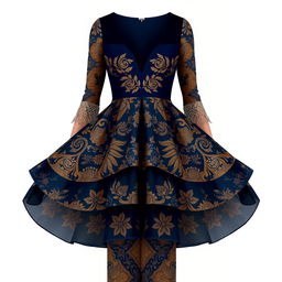 A stunning evening dress inspired by the number four, featuring four symmetrical layers that flow elegantly from the waist down
