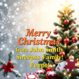A warm and festive holiday-themed digital greeting card for an online casino