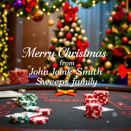 A festive and cheerful Christmas greeting from John Smith Sweeps family, designed for an online casino gaming theme
