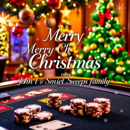 A festive and cheerful Christmas greeting from John Smith Sweeps family, designed for an online casino gaming theme